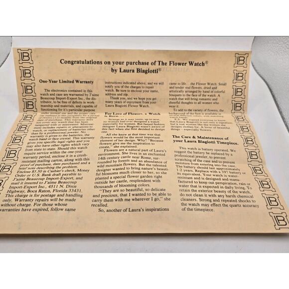 Laura Biagiotti Womens Swiss Quartz Watch Pink Leather Gold Floral 37mm Read* - Picture 16 of 16